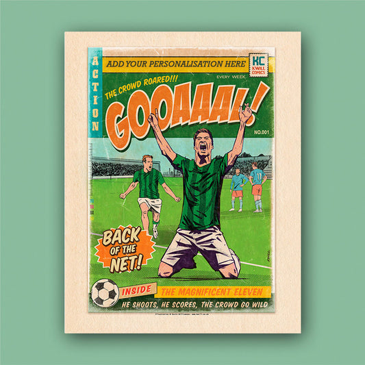 Football Comic Book with Green Art Print Set by Kevin Williamson