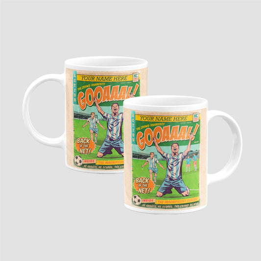 Football Comic Book with Light Blue & White Mug Set by Kevin Williamson