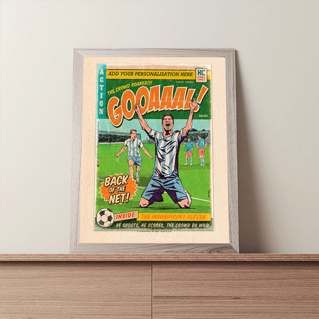 Football Comic Book with Light Blue & white Art Print Set by Kevin Williamson