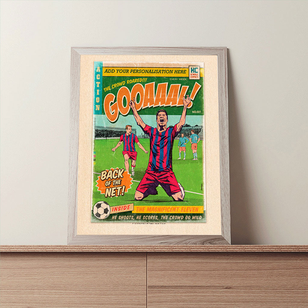 Football Comic Book with Red & Navy Art Print Set by Kevin Williamson