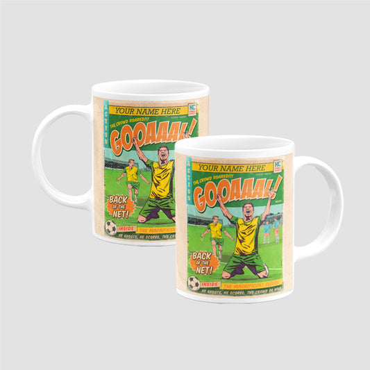 Football Comic Book with Yellow & Green Mug Set by Kevin Williamson