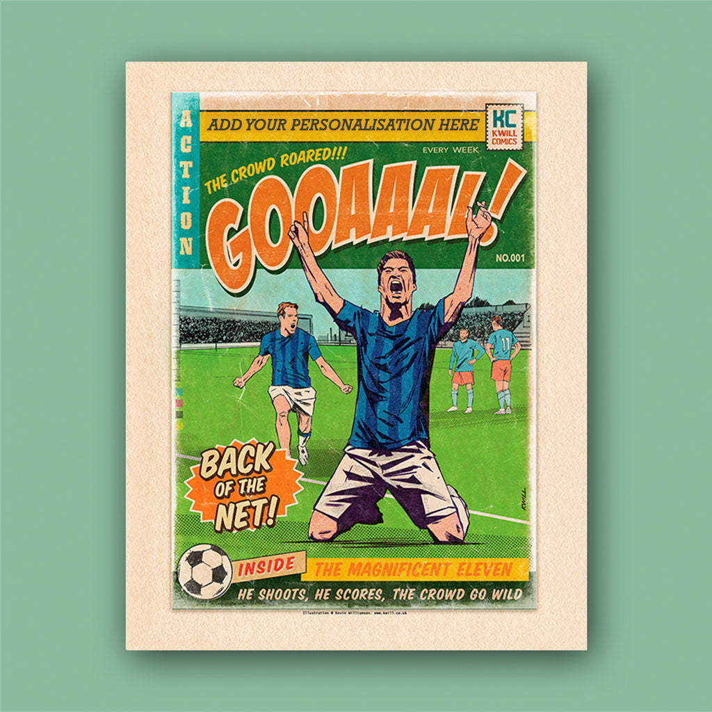 Football Comic Book with Blue Art Print Set by Kevin Williamson