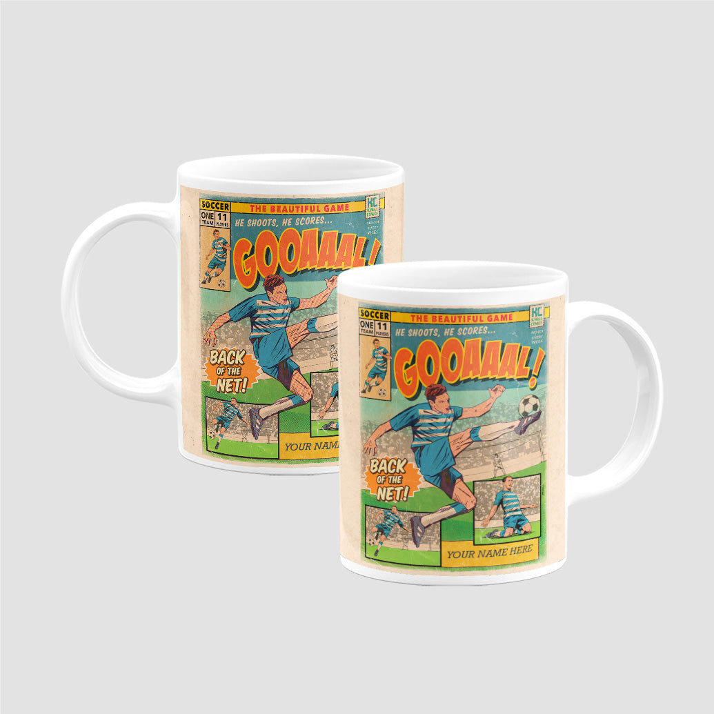 Football Comic Book with Blue & White Mug Set by Kevin Williamson