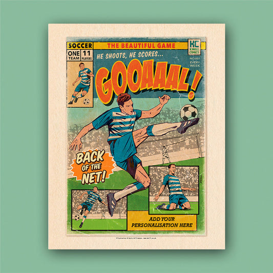 Football Comic Book with Blue & White Art Print Set by Kevin Williamson