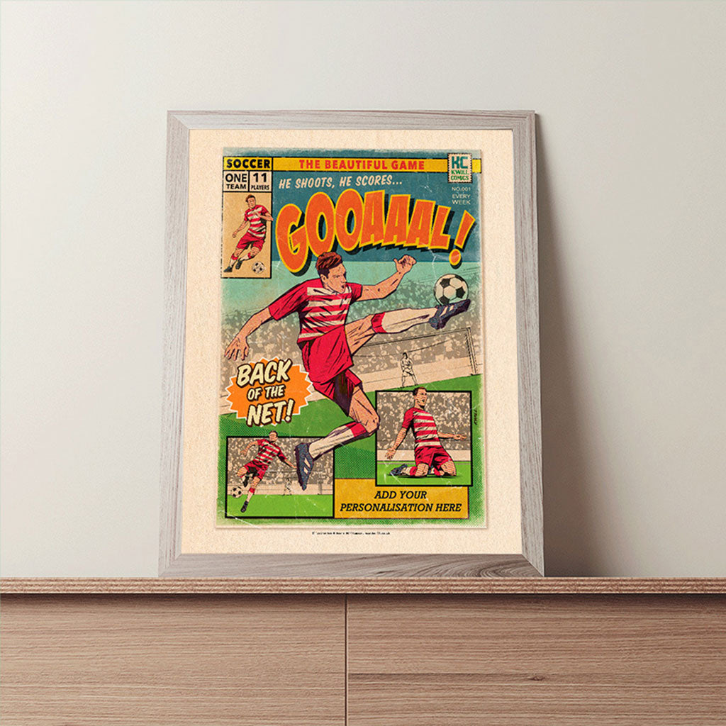 Football Comic Book with Red & White Art Print Set by Kevin Williamson