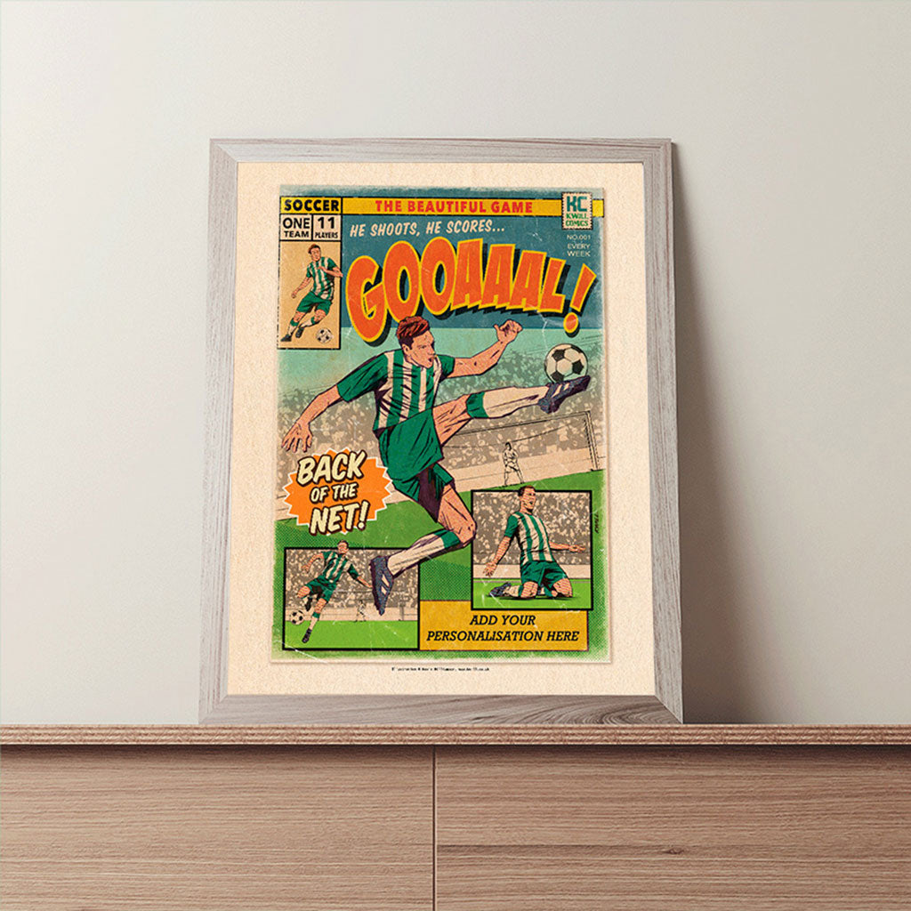 Football Comic Book with Green & White Art Print Set by Kevin Williamson