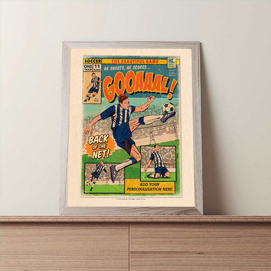 Football Comic Book with Navy & White Art Print Set by Kevin Williamson