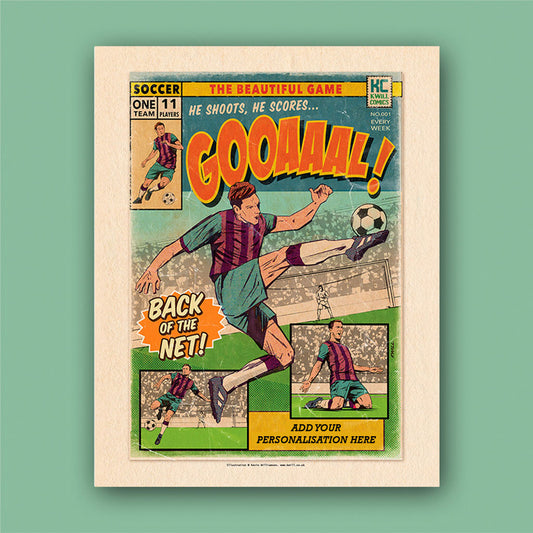 Football Comic Book with Burgundy & Blue Art Print Set by Kevin Williamson