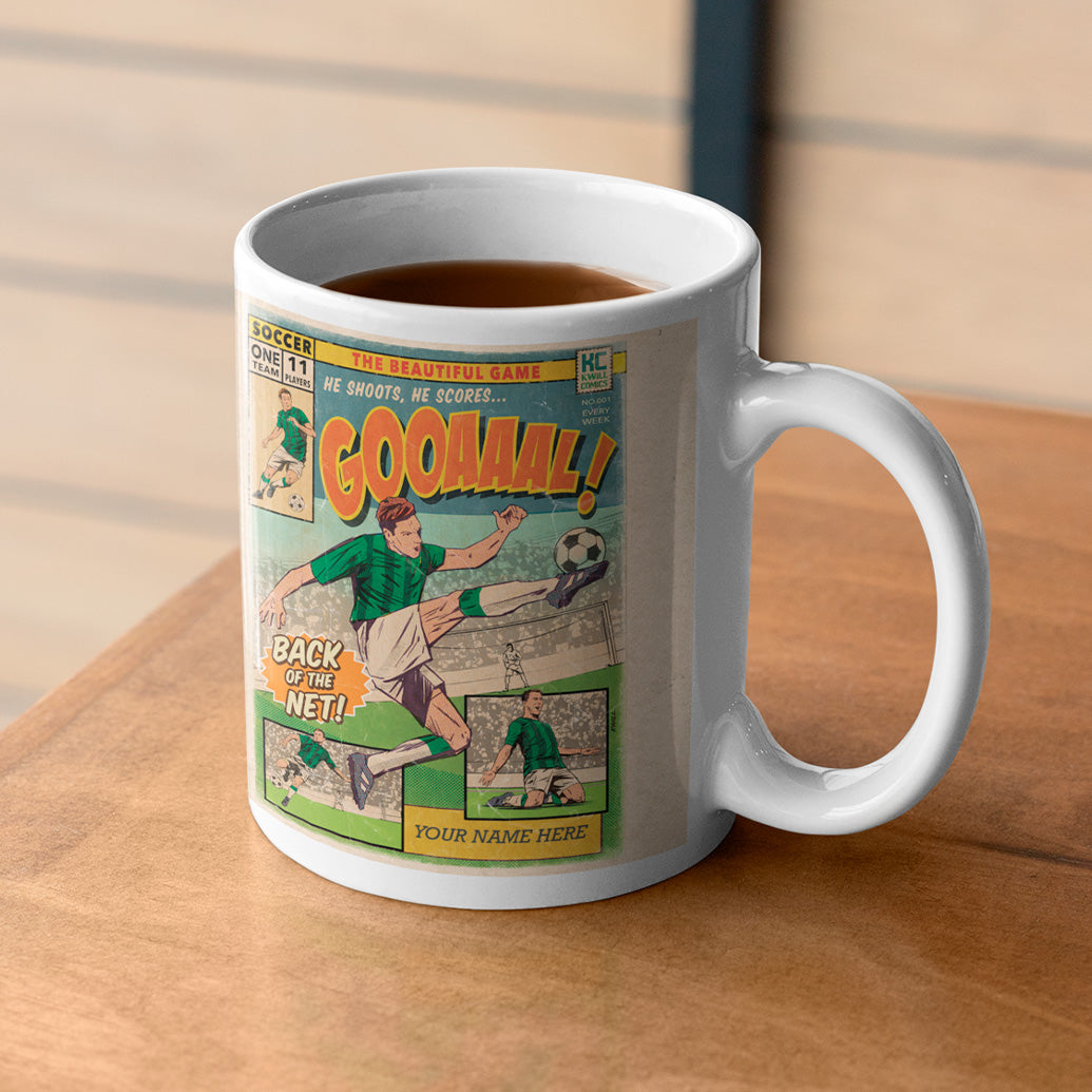 Football Comic Book with Green Mug Set by Kevin Williamson