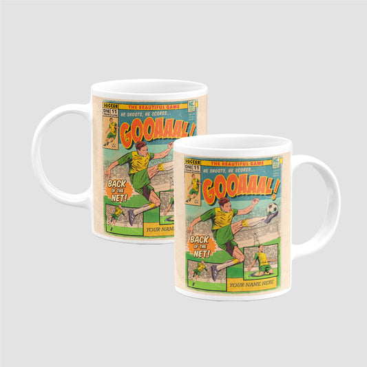 Football Comic Book with Green & Yellow Mug Set by Kevin Williamson