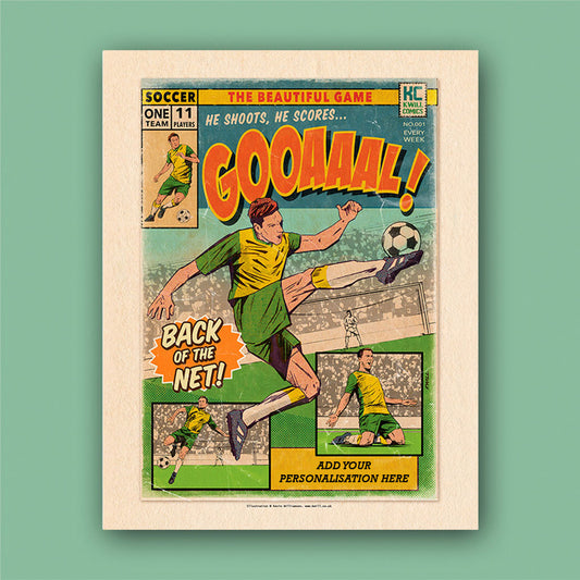 Football Comic Book with Green & Yellow Art Print Set by Kevin Williamson