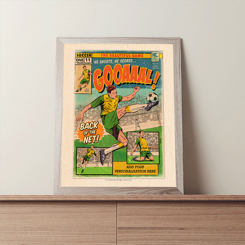 Football Comic Book with Green & Yellow Art Print Set by Kevin Williamson