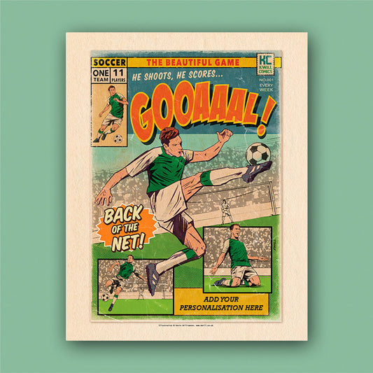 Football Comic Book with Green with White Sleeves Art Print Set by Kevin Williamson