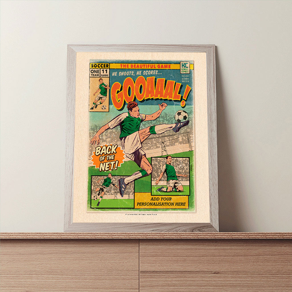 Football Comic Book with Green with White Sleeves Art Print Set by Kevin Williamson