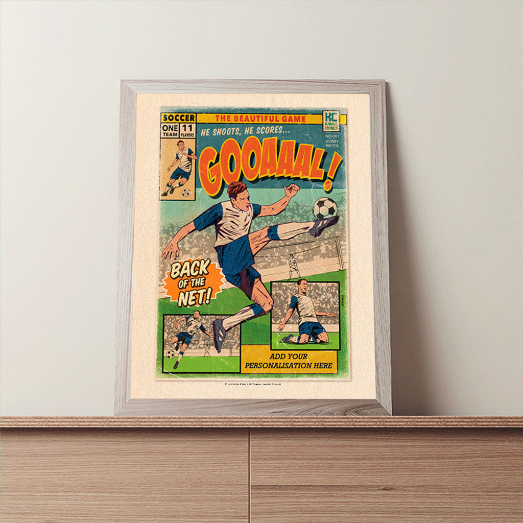 Football Comic Book with White with Blue Sleeves Art Print Set by Kevin Williamson