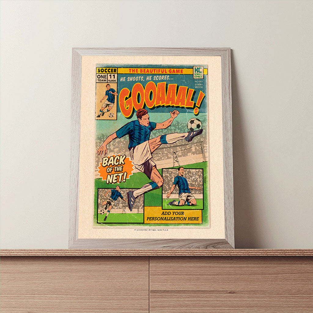 Football Comic Book with Blue Art Print Set by Kevin Williamson