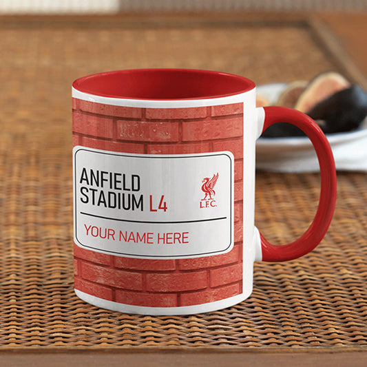 Anfield Stadium Road Sign - Red Colour Insert Mug