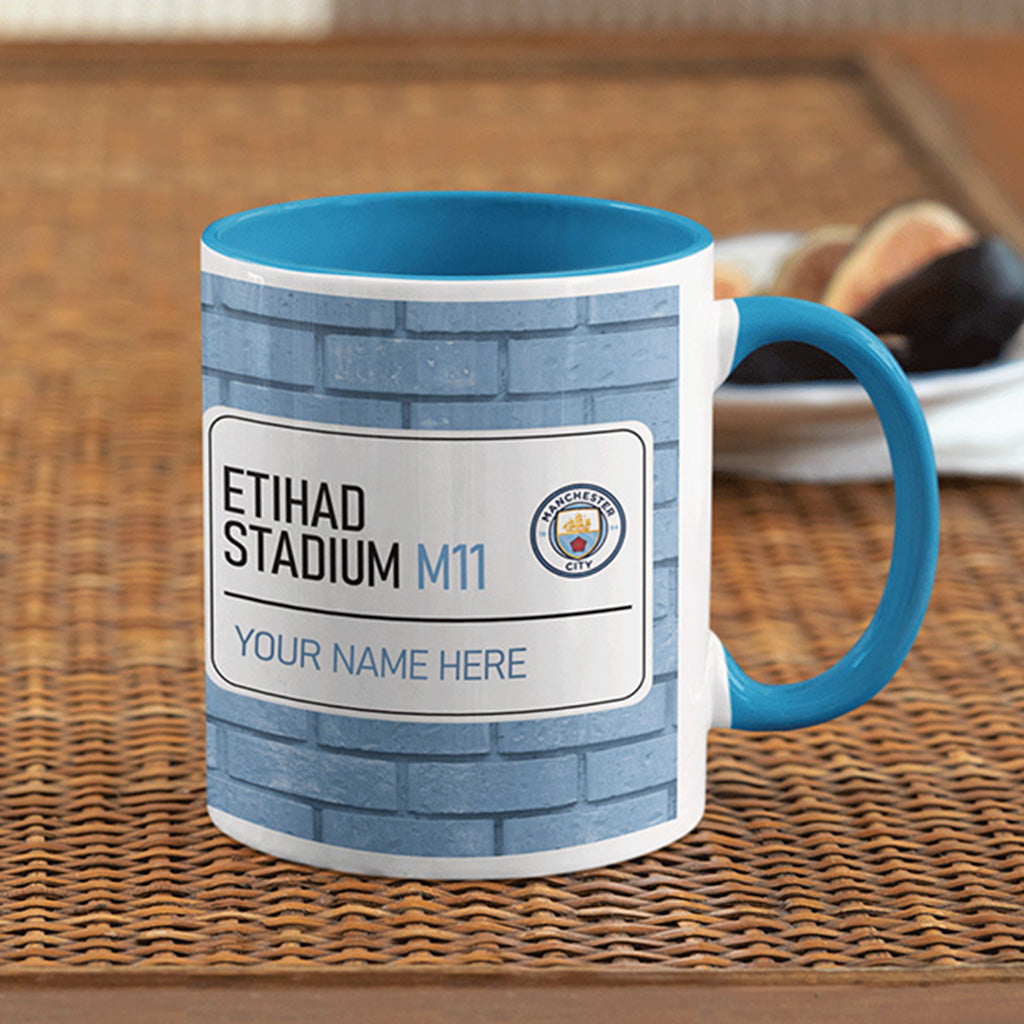 Etihad Stadium Road Sign - Blue Colour Insert Mug