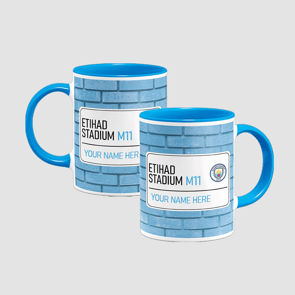 Etihad Stadium Road Sign - Blue Colour Insert Mug