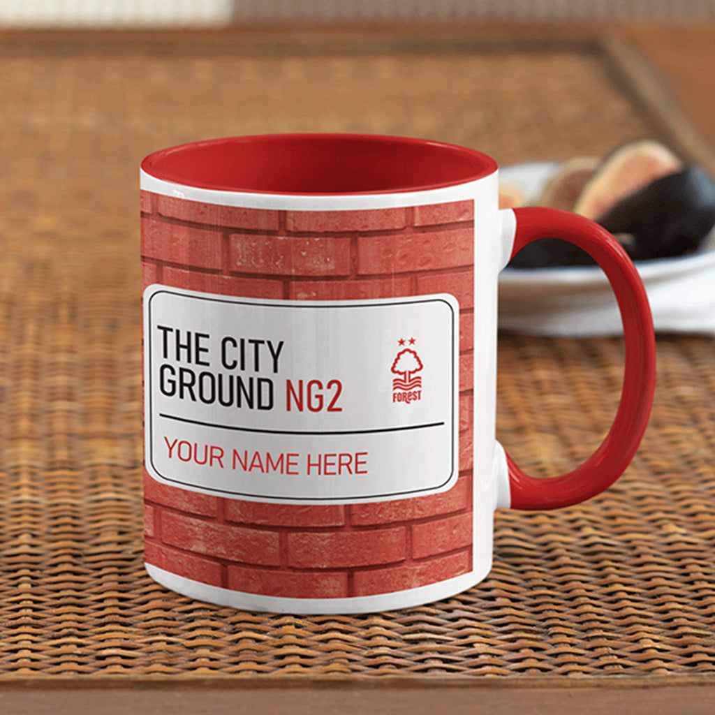 The City Ground Road Sign - Red Colour Insert Mug