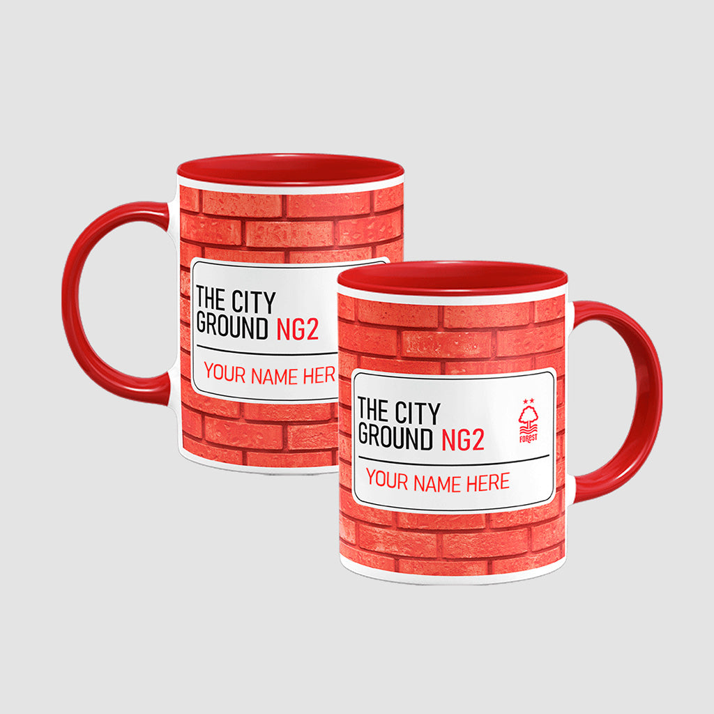 The City Ground Road Sign - Red Colour Insert Mug