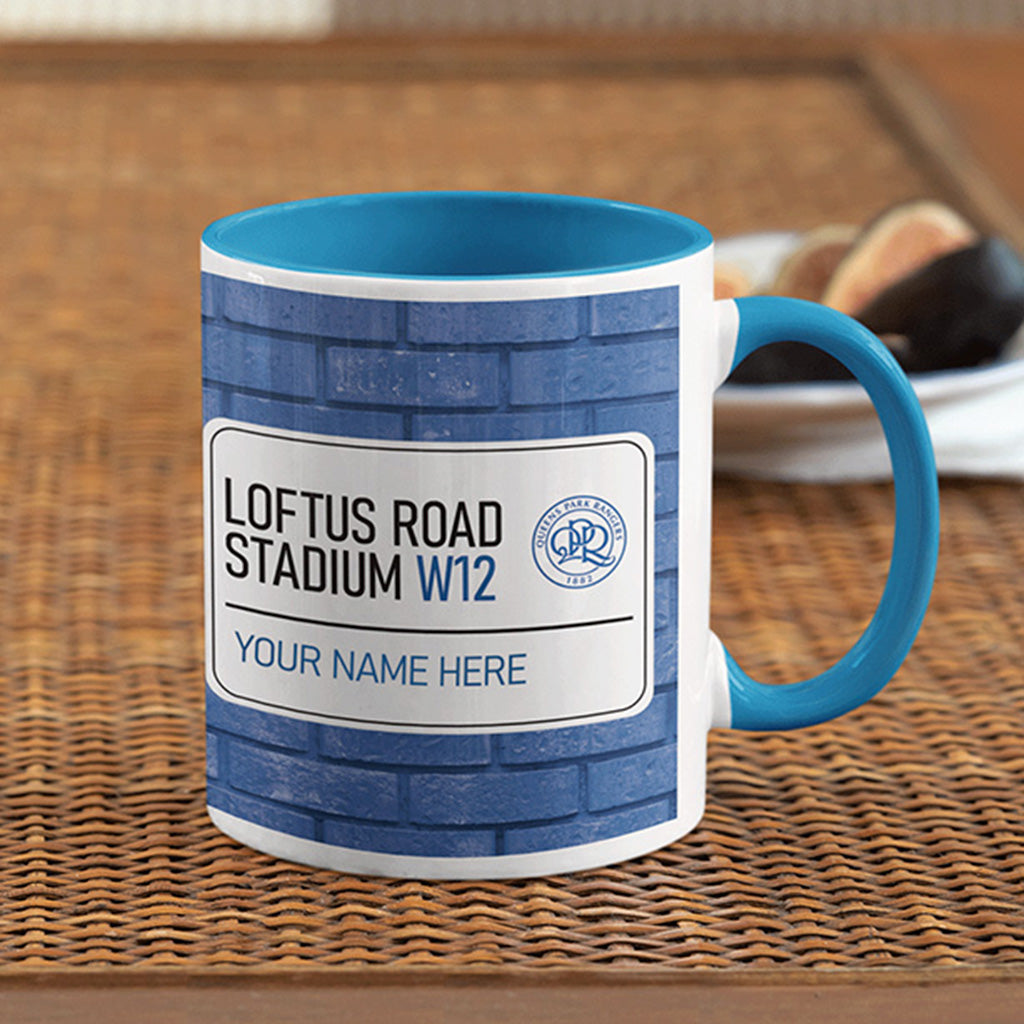 Loftus Road Stadium Road Sign - Blue Colour Insert Mug