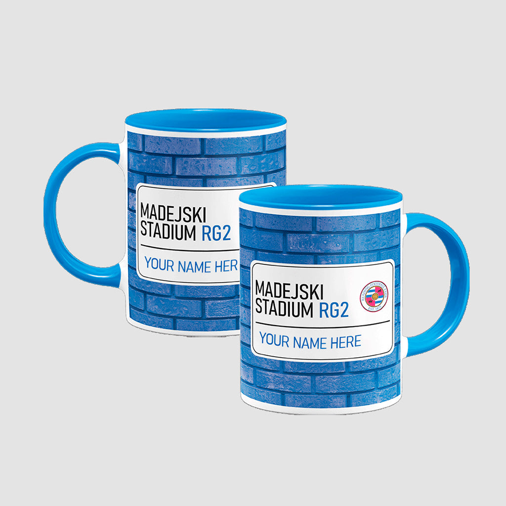 Madejski Stadium Road Sign - Blue Colour Insert Mug