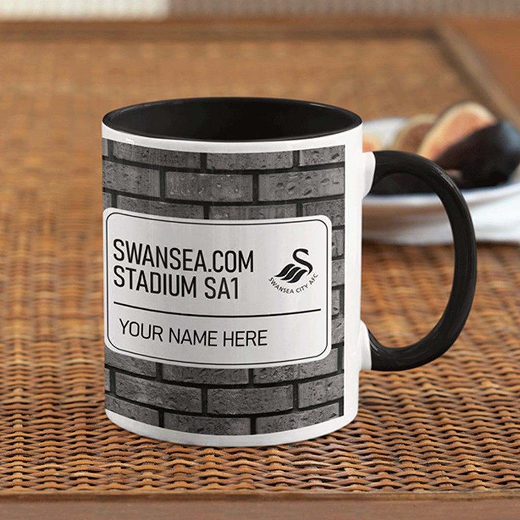 Swansea Stadium Road Sign - Black Colour Insert Mug