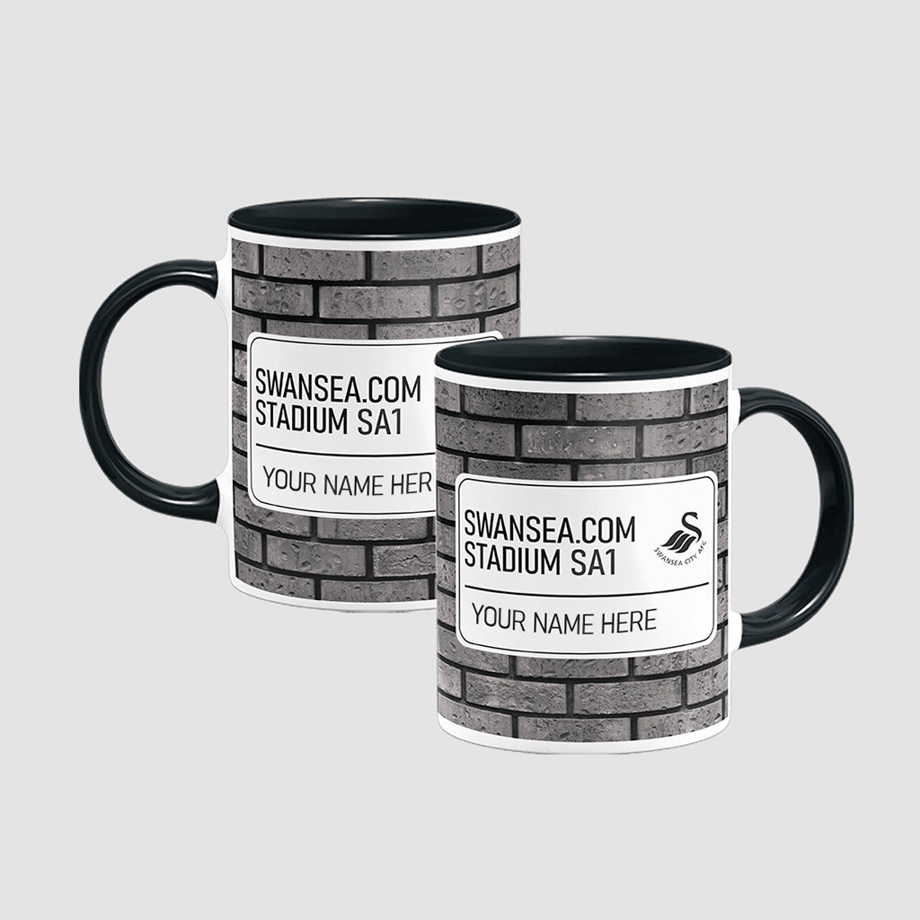 Swansea Stadium Road Sign - Black Colour Insert Mug