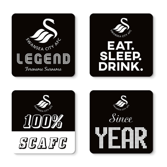 Personalised Swansea City AFC Coasters (x4)