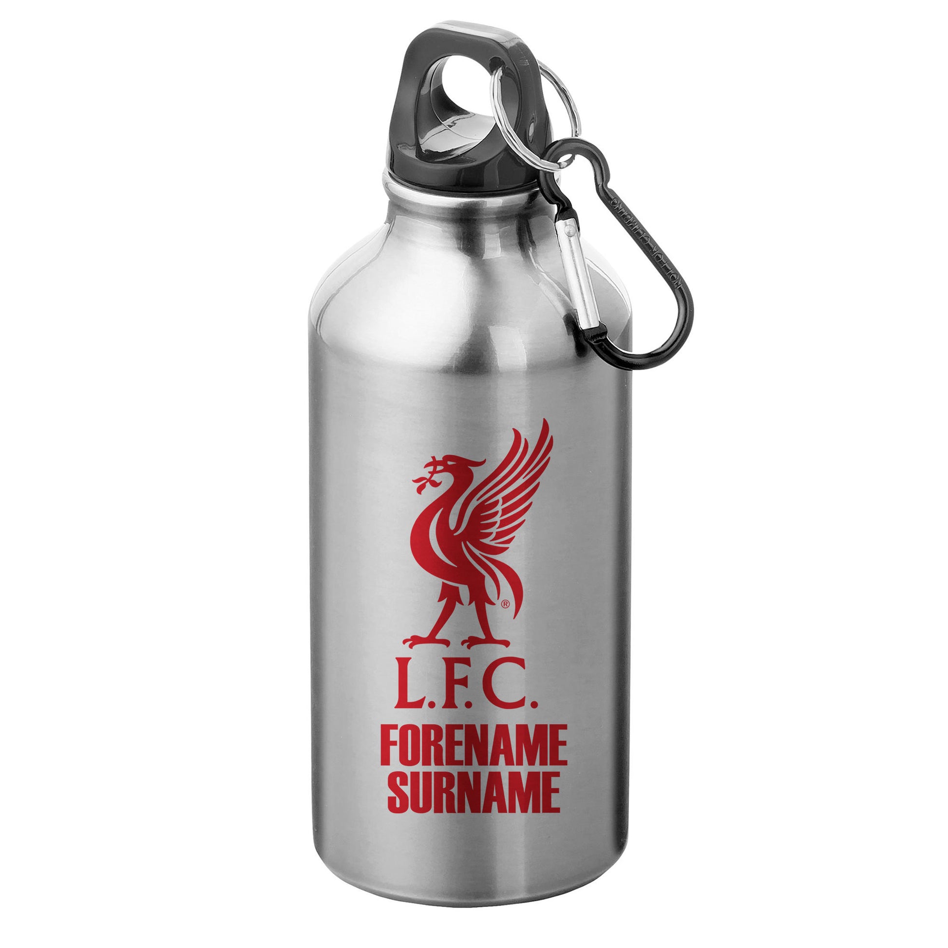 Liverpool FC Bold Crest Silver Sport Bottle with Carabiner