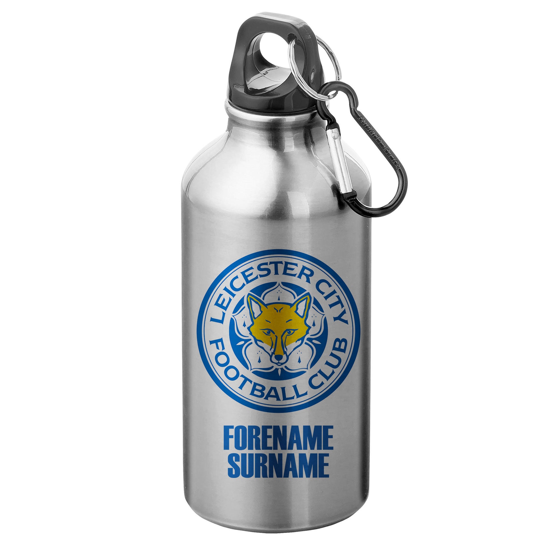 Leicester City FC Bold Crest Silver Sport Bottle with Carabiner