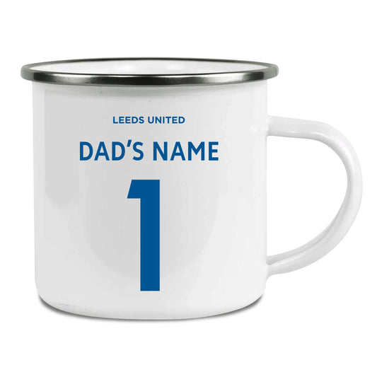 Leeds United FC Back of Shirt Enamel Camping Mug for Dad