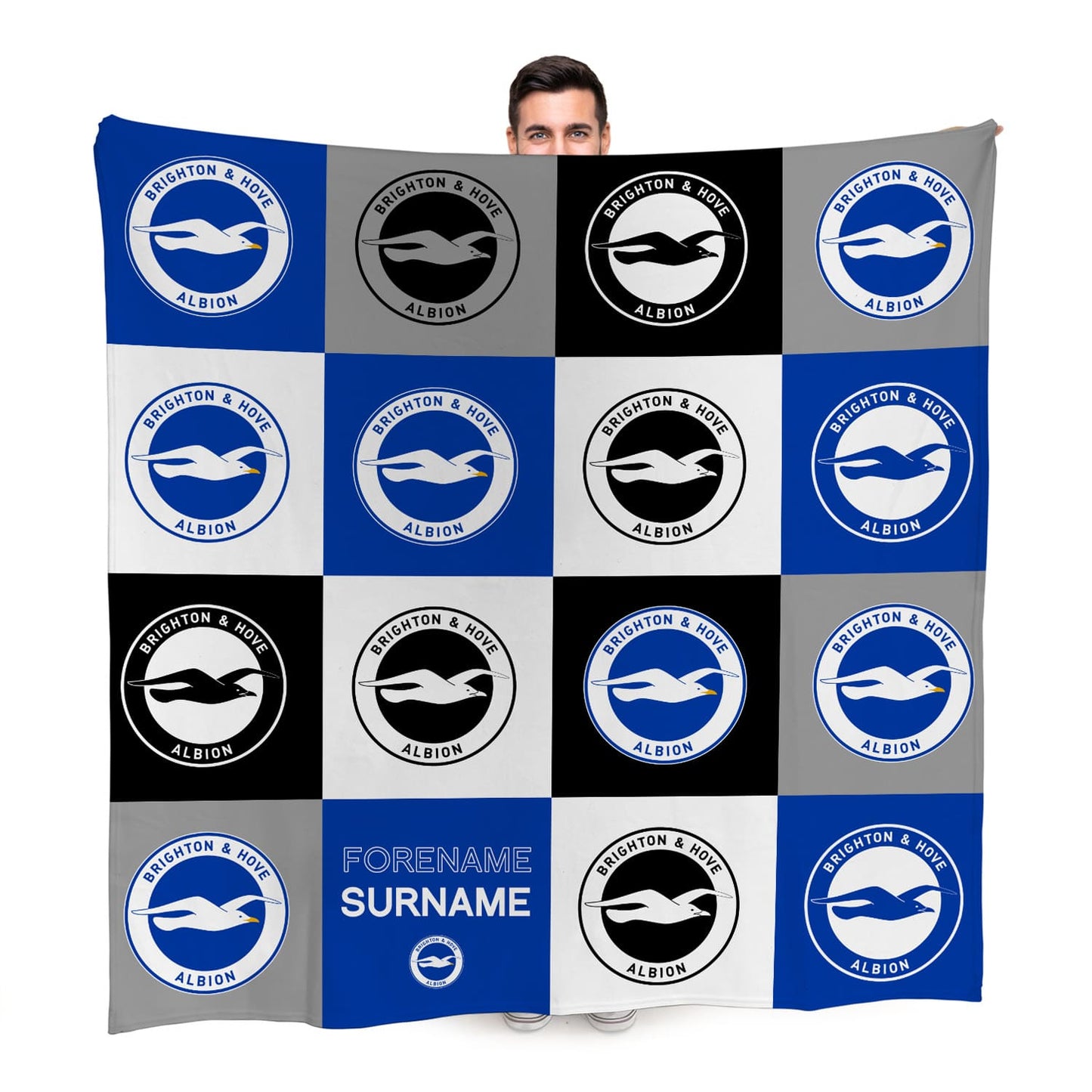 Brighton & Hove Albion FC Chequered Fleece Blanket