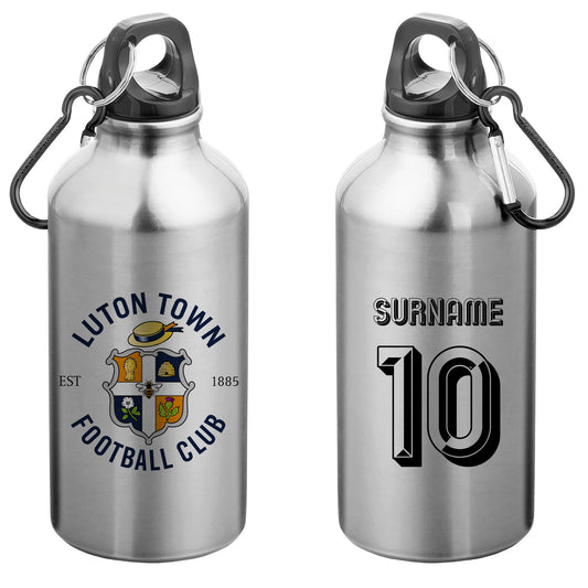 Luton Town FC Retro Shirt Silver Sport Bottle with Carabiner