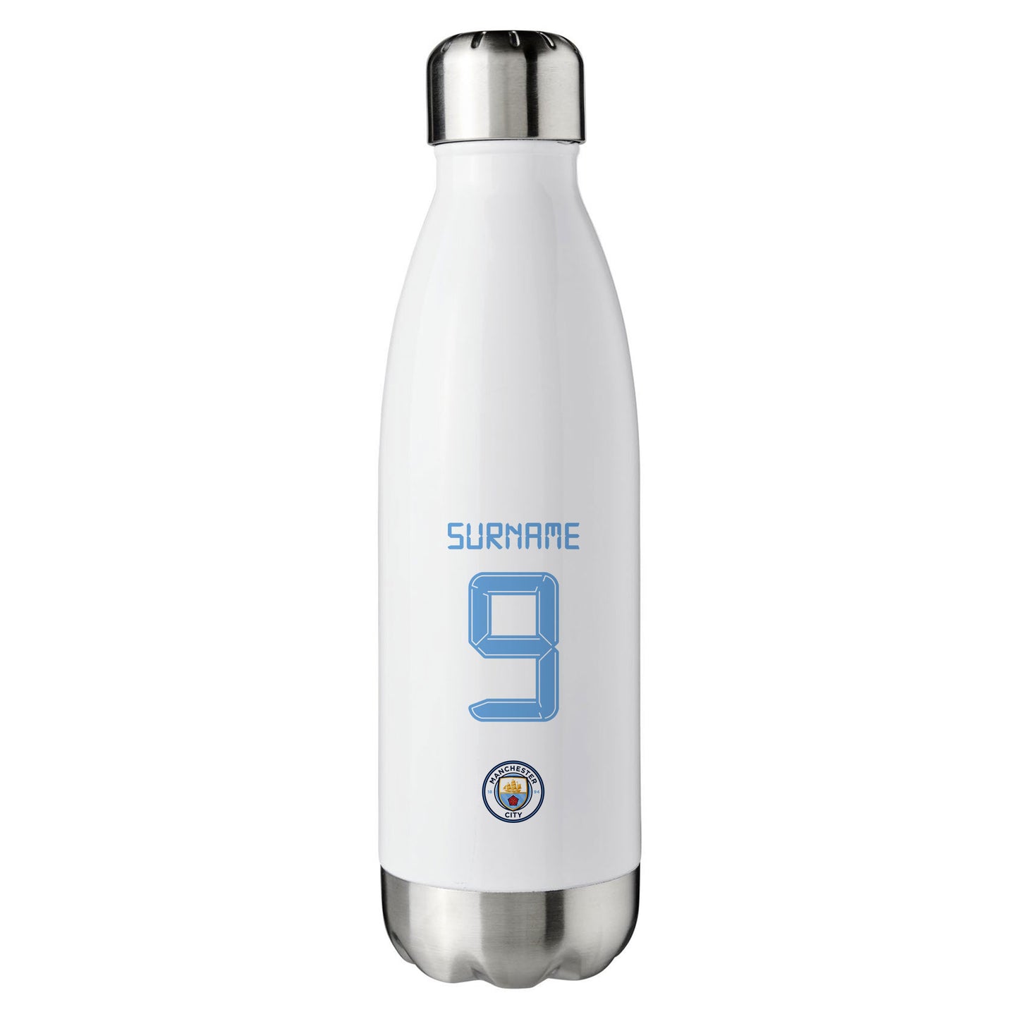 Manchester City FC Back of Shirt White Insulated Water Bottle