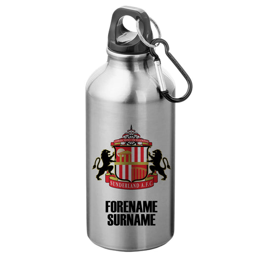 Sunderland AFC Bold Crest Silver Sport Bottle with Carabiner