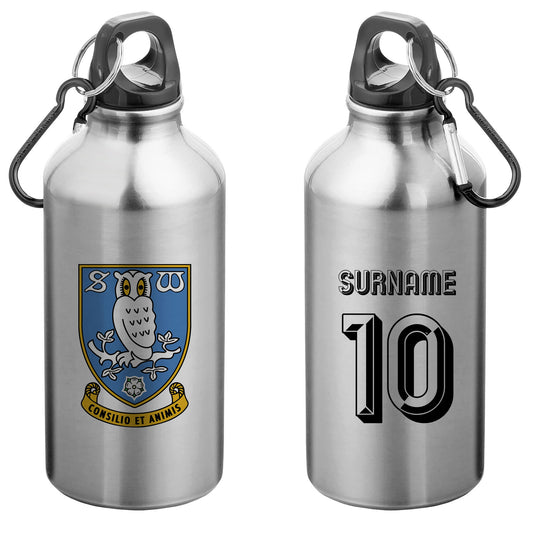 Sheffield Wednesday FC Retro Shirt Silver Sport Bottle with Carabiner