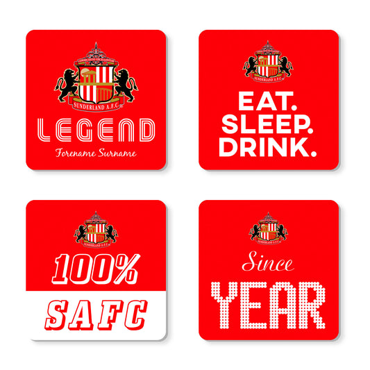 Personalised Sunderland AFC Coasters (x4)