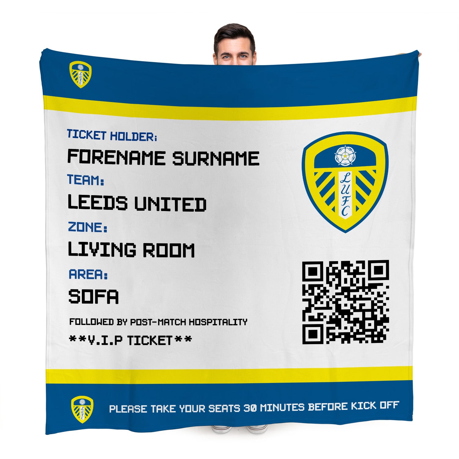 Leeds United FC FD Ticket Fleece Blanket