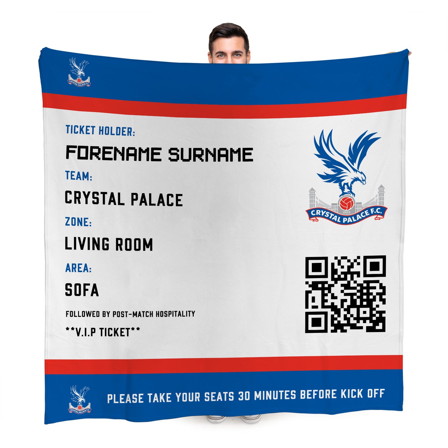 Crystal Palace FC FD Ticket Fleece Blanket