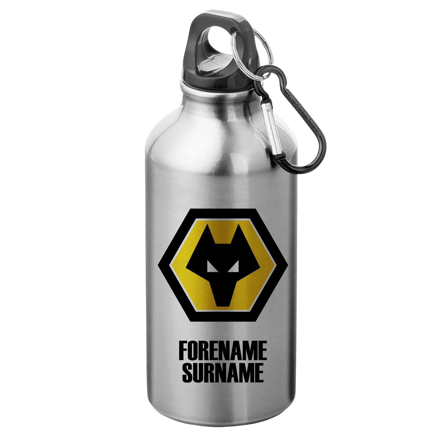 Wolves Bold Crest Silver Sport Bottle with Carabiner