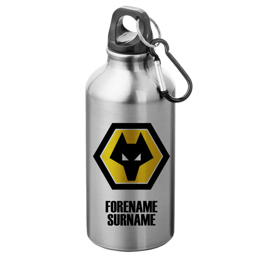 Wolves Bold Crest Silver Sport Bottle with Carabiner