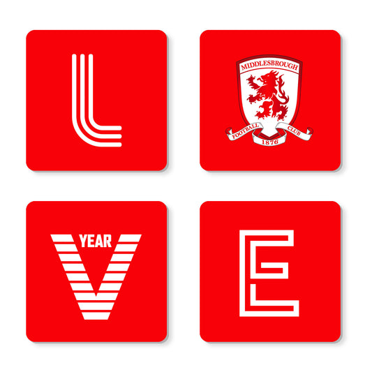 Personalised Middlesbrough FC Love Coasters (x4)