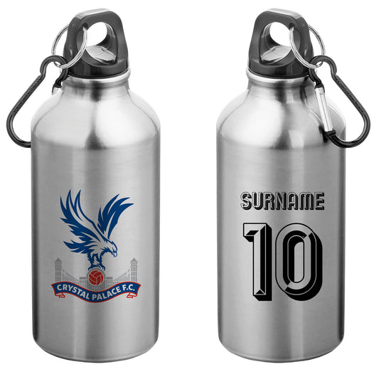 Crystal Palace FC Retro Shirt Silver Sport Bottle with Carabiner