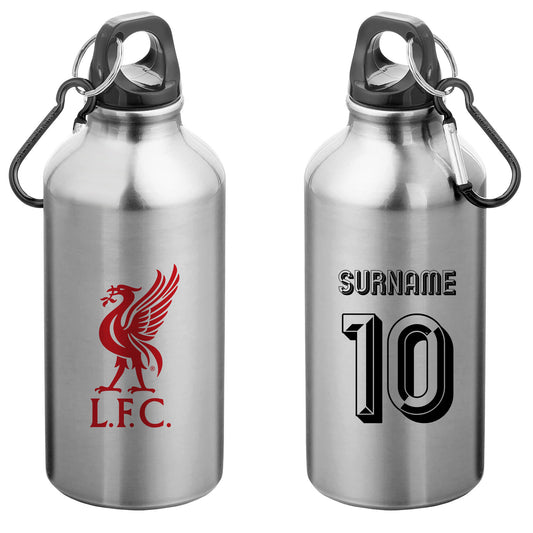 Liverpool FC Retro Shirt Silver Sport Bottle with Carabiner