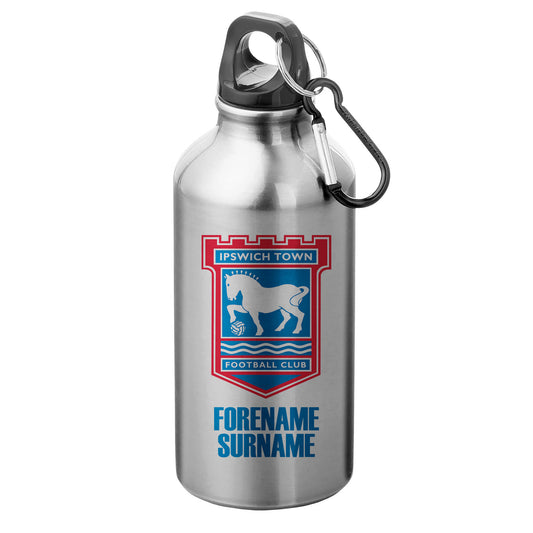 Ipswich Town FC Bold Crest Silver Sport Bottle with Carabiner