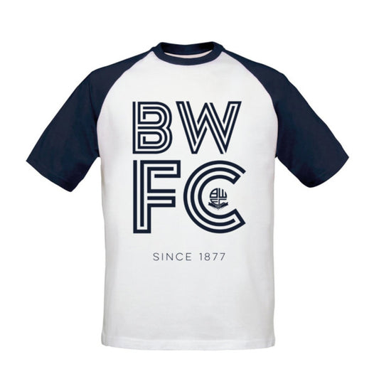 Bolton Wanderers FC Stripe Baseball T-Shirt